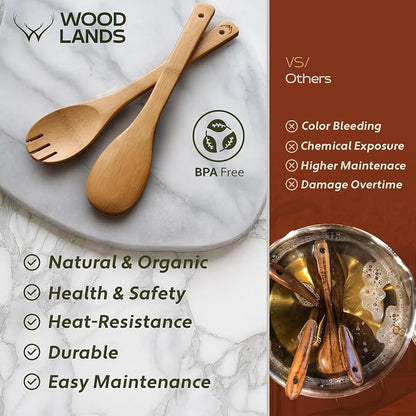 WOODLANDS USA Wooden Spoons for Cooking set of 6 – Premium Wooden Utensil set - Image 7