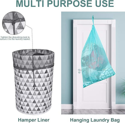 Laundry Bags, Mesh Heavy Duty 24" x 36" with Drawstring Closure, 3-Pack, Black