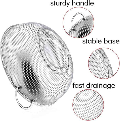 TeamFar Stainless Steel Colander, 5QT Micro-Perforated Metal Colander Food - Image 3