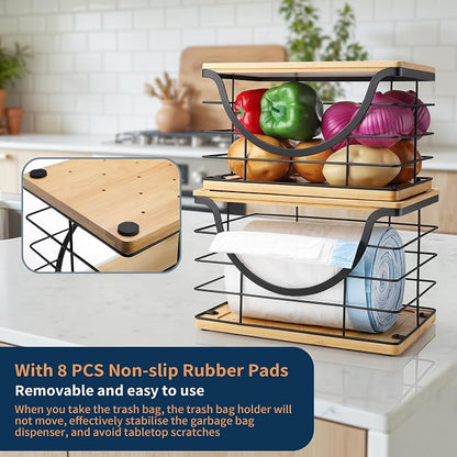 Extra Large Trash Bag Holder Stackable Kitchen Storage, 2 Pack Wall Mounted - Image 4