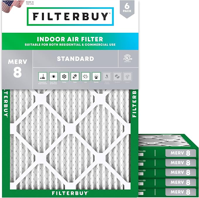 Filterbuy 10x14x1 Air Filter MERV 8 Dust Defense Replacement, Electrostatic by Filterbuy
