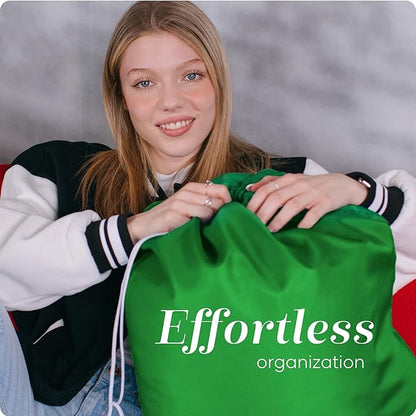 Handy Laundry Nylon XL - Large Capacity with Locking Drawstring, Machine Washable, Fits Laundry Baskets or Hampers, Holds 3 Loads of Clothes - Green (Pack of 2)