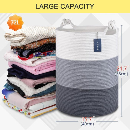 COMSE Laundry Hamper, Extra Large 15.7"x 21.7", Cotton Rope Basket - Image 3