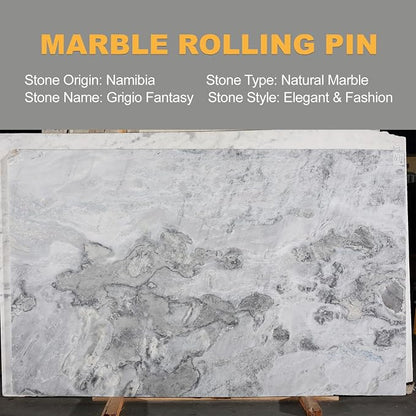 Koville African Natural Marble Rolling Pin, Non-Stick Polished Dough Roller - Image 2