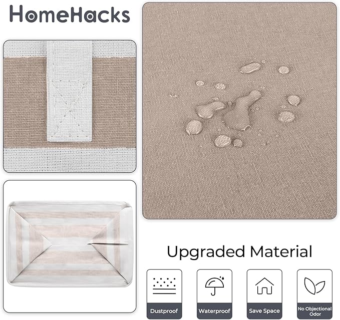 HomeHacks 2-Pack Large Laundry Basket, Waterproof, Freestanding Laundry Hamper, Collapsible Tall Clothes Hamper with Extended Handles for Clothes Toys in the Dorm and Family (Brown, 88L)