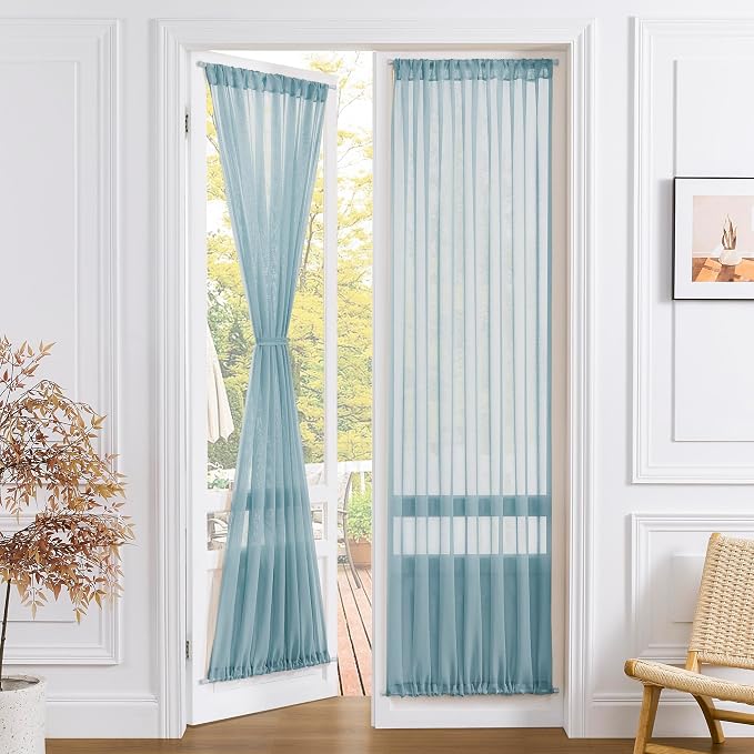 Tollpiz Sheer Door Curtain Closet Linen Textured Curtains Sheer Doorway Light by Tollpiz