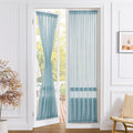 Tollpiz Sheer Door Curtains Closet Linen Textured Curtains Sheer Doorway Light Filtering Voile Rod French Door Pocket Curtain Patio Door, 25 x 72 inches Long, Dusty Blue, Set of 1 Panel