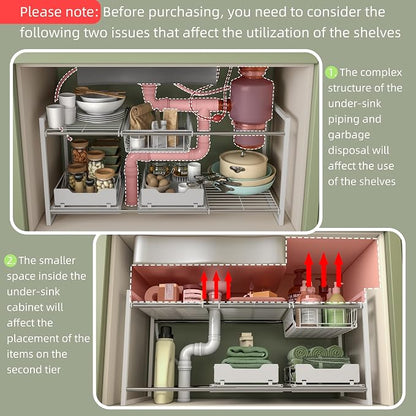 NETEL Under Sink Organizers and Storage, Kitchen Cabinet Organizer, 2 Tier - Image 5
