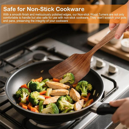Wooden Spoons for Cooking, Natural Premium 6 Piece Teak Wooden Cooking Utensils - Image 6