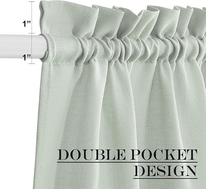 NICETOWN Sage Green Window Curtains Linen Blended, Privacy French Door Curtains - Image 3