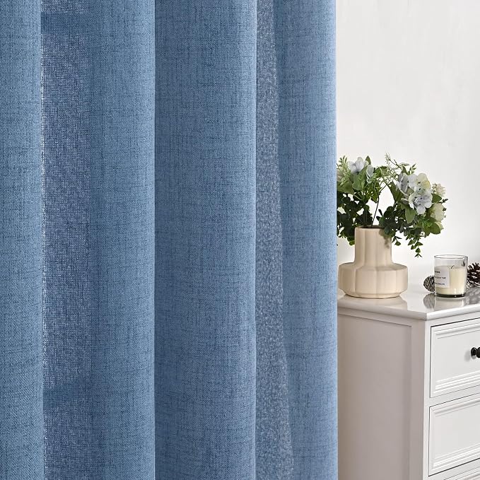 YoungsTex Denim Blue Short Linen Curtains 40 Inch Length - Image 6