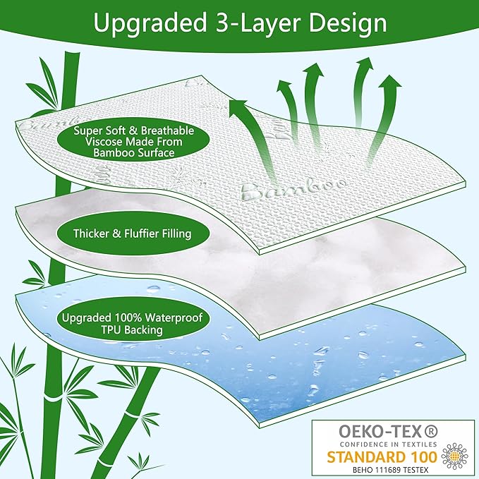 GOONIK Full Size Mattress Protector with 4 Straps, Waterproof Full Size Mattress Pad Cover with 6-16 inches Deep Pocket