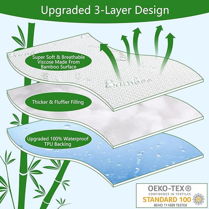 GOONIK King Mattress Protector, Breathable Bamboo Viscose Waterproof King Size - Image 2