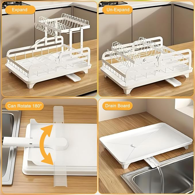 Dish Drying Rack Large 2 Tier Carbon Steel Dish Rack - Image 6