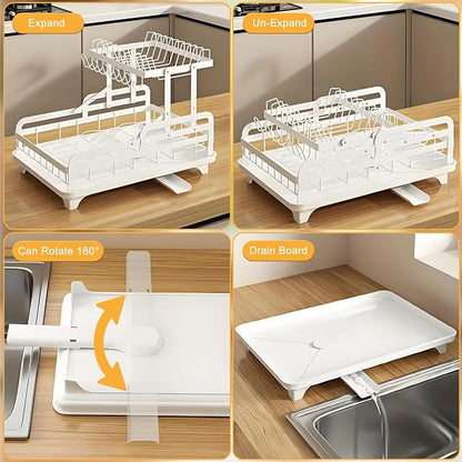 Dish Drying Rack Large 2 Tier Carbon Steel Dish Rack - Image 6