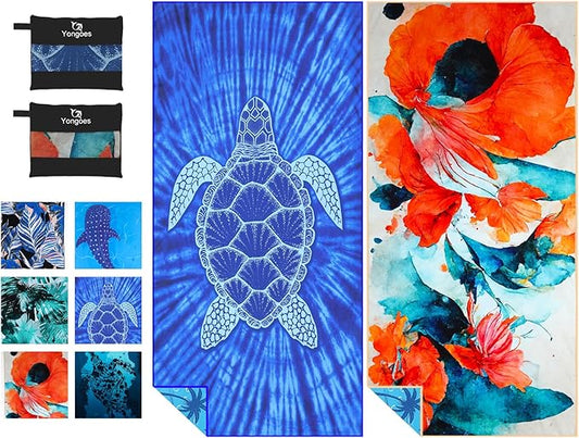 2 Pack Microfiber Lightweight Thin Beach Towel Sand Free Quick Dry Super Absorbent Large Towels for Swimming Pool Yoga Gym Travel Vacation Beach Accessories Essentials for Adults