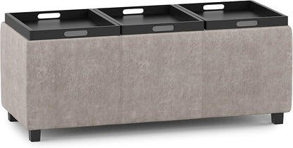 SIMPLIHOME Avalon 42 inch Wide Contemporary Rectangle Storage Ottoman in - Image 4