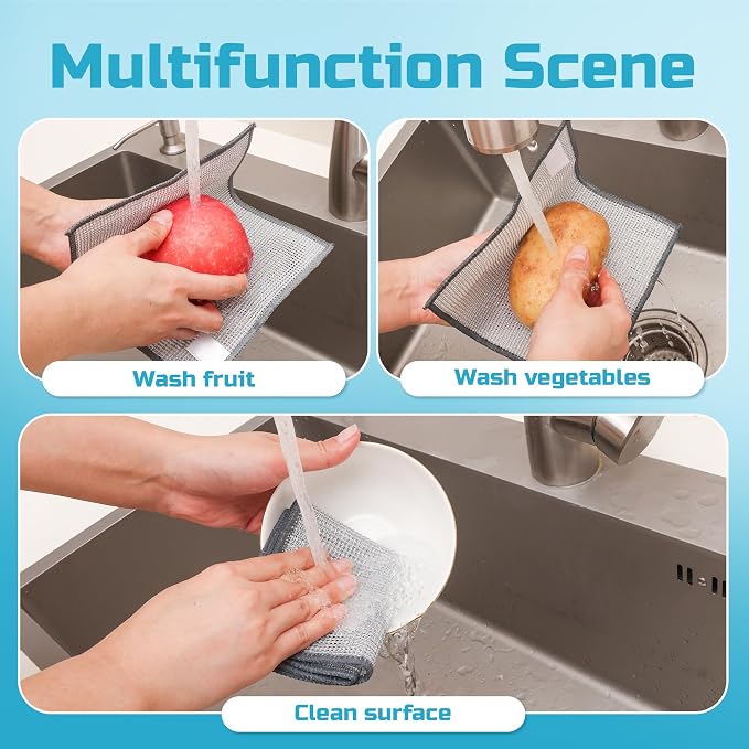 Forggon12 Pcs New Upgrade 3-Layer Metal Dish Cloth, No Scratches and No Odor - Image 5