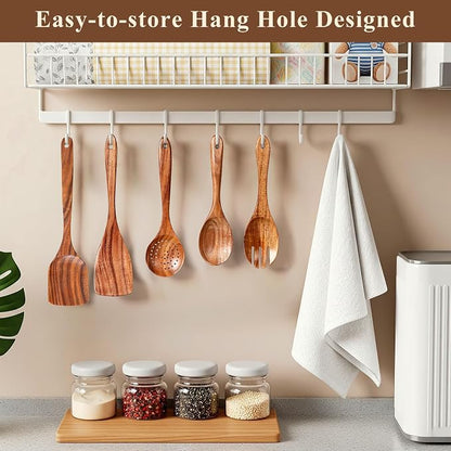 Wooden Spoons for Cooking, Natural Healthy Spatula Set for Pots and Pans - Image 8