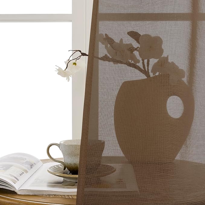 Tollpiz Short Sheer Door Curtain Closet Linen Textured Curtain Sheers Doorway - Image 9