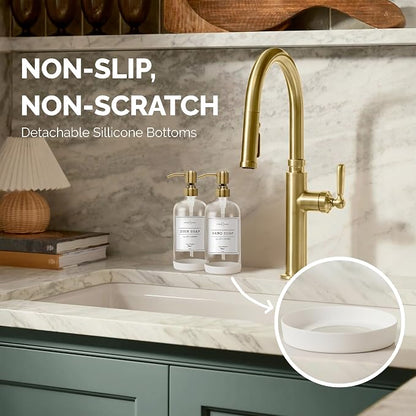 Vine Creations Clear Glass Soap Dispenser, 2 Pack Kitchen Soap Dispenser Set - Image 3