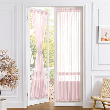 Tollpiz Sheer Door Curtains Closet Linen Textured Curtains Sheer Doorway Light by Tollpiz