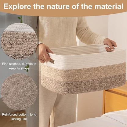 Large Storage Basket for Organizing, Woven Rope Basket for Shelves, Closet - Image 7