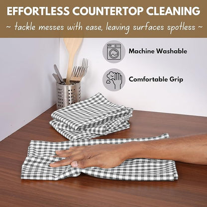 Native Fab Gingham Kitchen Towels 6 Pack, 100% Cotton 16x26 Inch, Absorbent & - Image 4