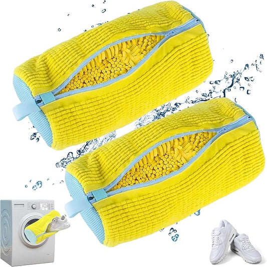 Shoe Washing Machine Bag | Laundry Shoe Bag for Washer and Dryer - Reusable Sneaker Washing Bag with Extra Strength & Secure Zipper | For All Shoes Types | Protects & Cleans Shoes - 2 Pack Large Size