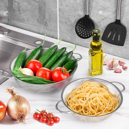E-far 3QT & 5QT Colander Set of 2, Stainless Steel Micro-Perforated Colander - Image 4