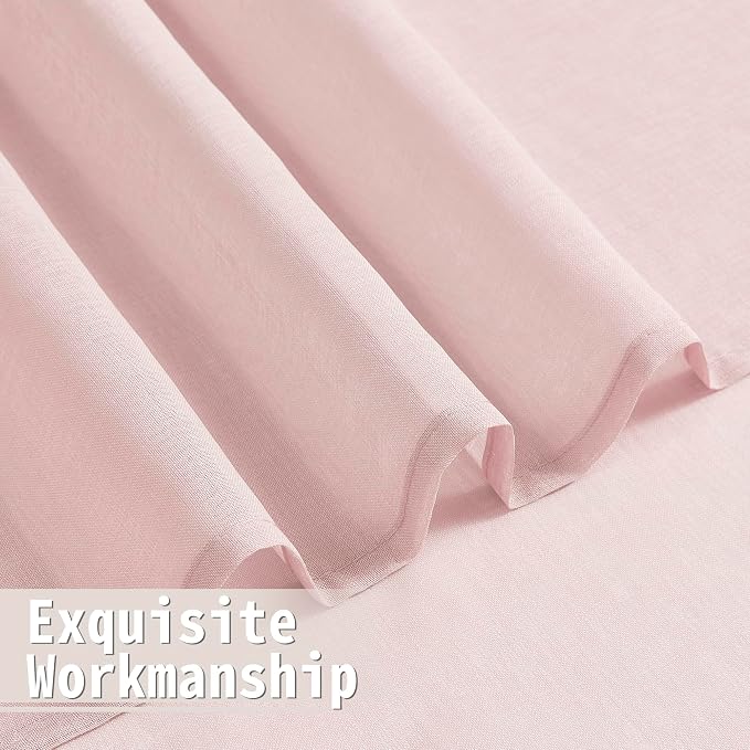 Tollpiz Short Sheer Door Curtain Closet Linen Textured Curtain Sheers Doorway - Image 8