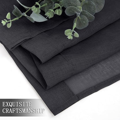 Tollpiz Short Sheer Tier Curtains Linen Textured Half Kitchen Curtain Sheers - Image 7