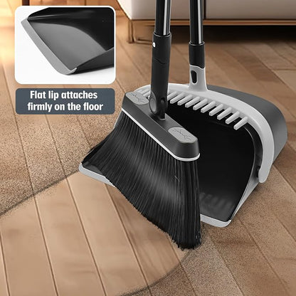 JEHONN Broom and Dust Pan, 54.3 inches Long Handle Swivel Brush, Upright - Image 4