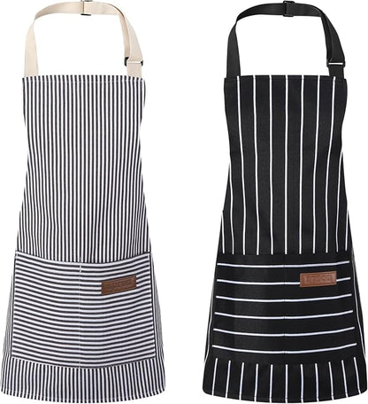 2 Pack Stripes Kids Apron, Kids Cooking Aprons by XLSXEXCL