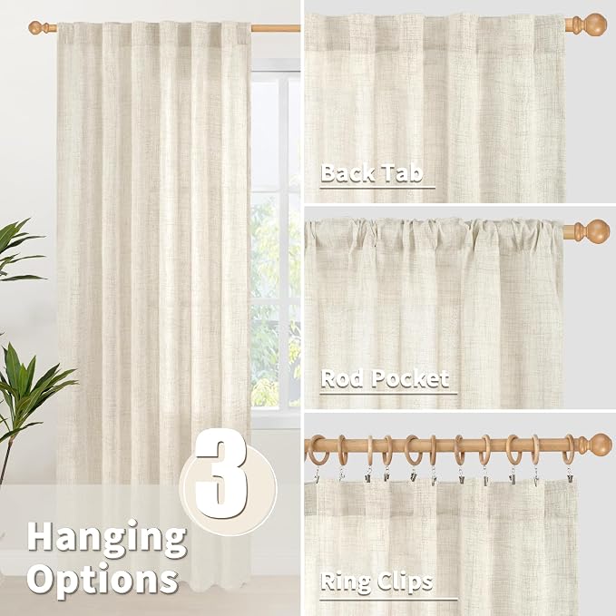 YoungsTex Linen Curtains 40 Inch Length - Image 6