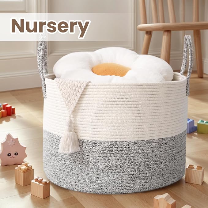 Woven Blanket Basket, 115L Large Rope Storage Bin - Image 4