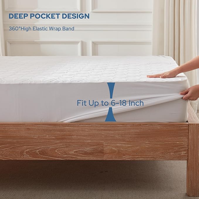 BEDLORE Waterproof Mattress Protector, King Size Noiseless Mattress Pad - Image 4