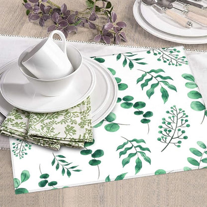 Watercolor Plant Green Leaves Dish Drying Mat - Image 7