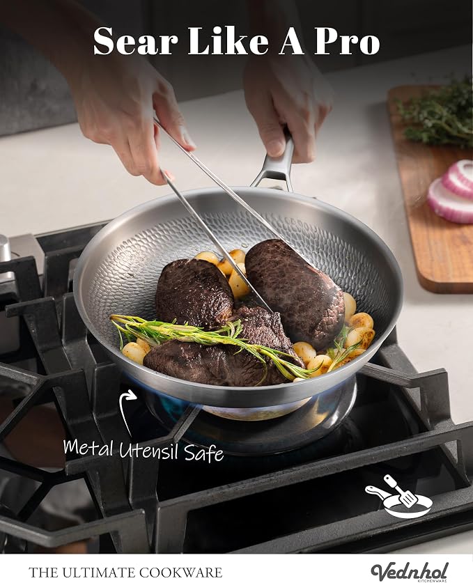 Titanium Pans for Cooking, 12 Inch Pure Titanium Hammered Pro frying pan - Image 4