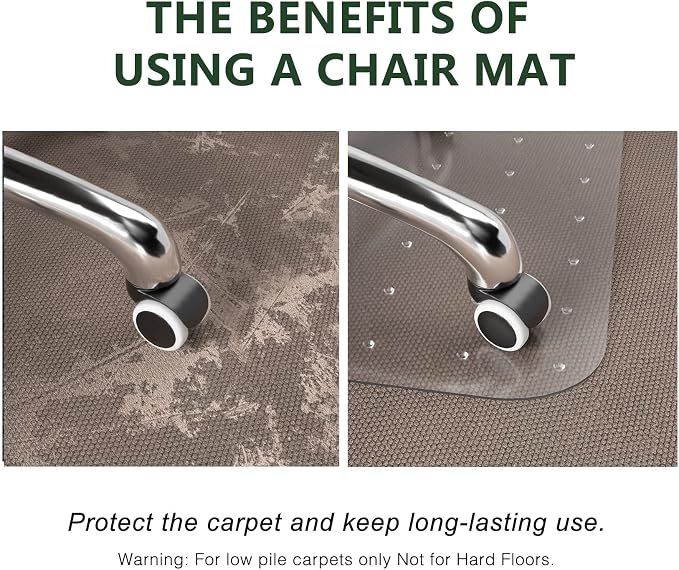 FuturHydro Office Chair Mat for Low Pile Carpet, Easy Glide Rolling Plastic - Image 4