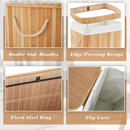 2 Pack 21 Gallon Bamboo Slim Trash Can - Image 6