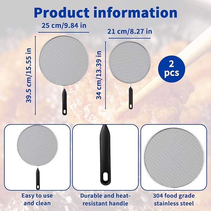 2-Pack Splatter Screen for Frying Pan - Image 2