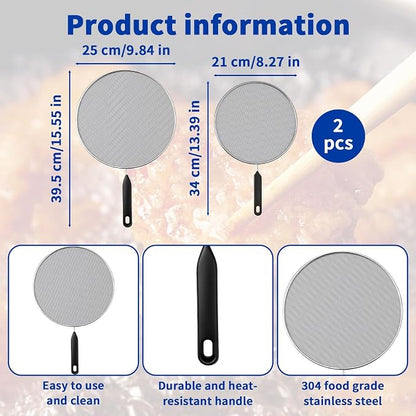 2-Pack Splatter Screen for Frying Pan - Image 2