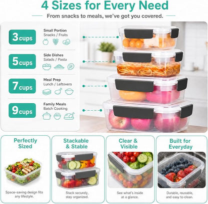 YORY 9 cup Plastic Food Storage Containers - Image 3