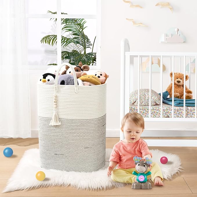 Woven Laundry Basket for Clothes, 50 L Large Rectangle Laundry Hampers - Image 5