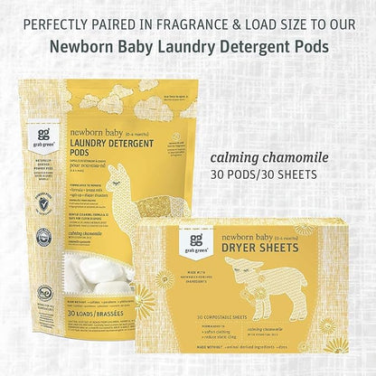 Grab Green Newborn Baby Dryer Sheets, 120 Sheets, Chamomile Scent, Plant and - Image 8