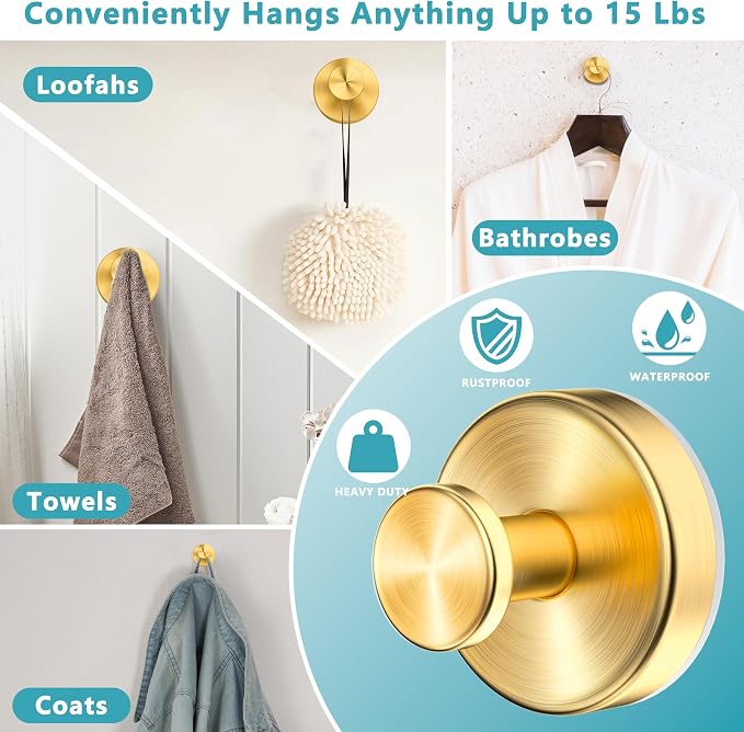 Suction Cup Hooks for Shower, Wreath Hanger for Front Door, Removable No Drill - Image 2