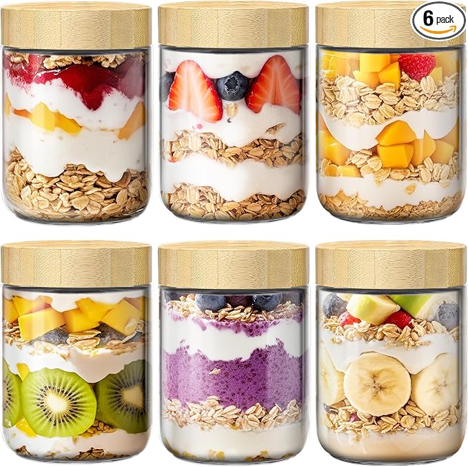 6 Pack 16oz Overnight Oats Containers by HomArtist