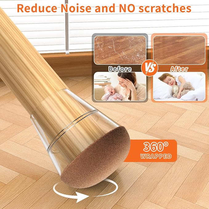 Chair Leg Floor Protectors Large 24Pcs, Silicone Chair Leg Protectors - Image 3