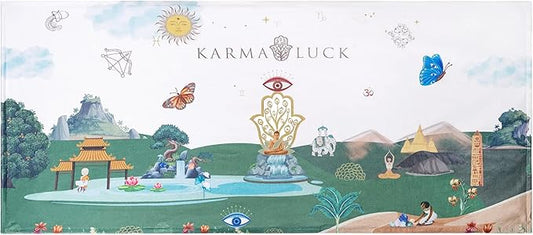 KARMA AND LUCK Dreamy Escape Beach Towel for Women & Men, Evil Eye, Hamsa Hand, Lotus, Butterfly, and Elephant Premium Designs, Cotton Beach Towels for Swimming, 61” x 28”